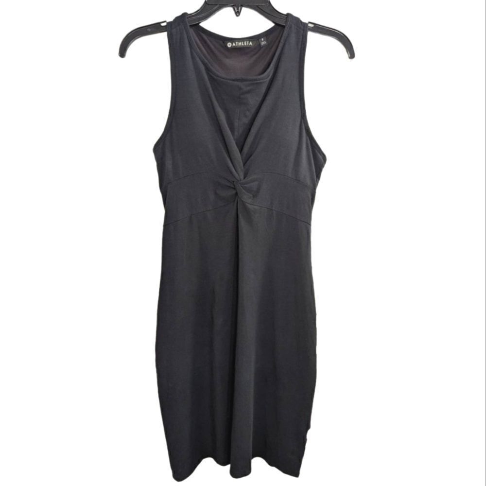 Athleta Black Barre Bralette built in bra active twist front racerback dress S